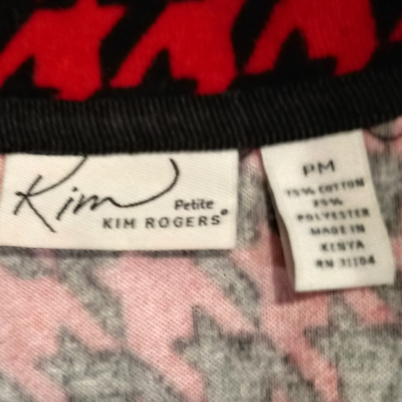 KIM ROGERS Petite M Red/Black Houndstooth Jacket - Picture 6 of 7